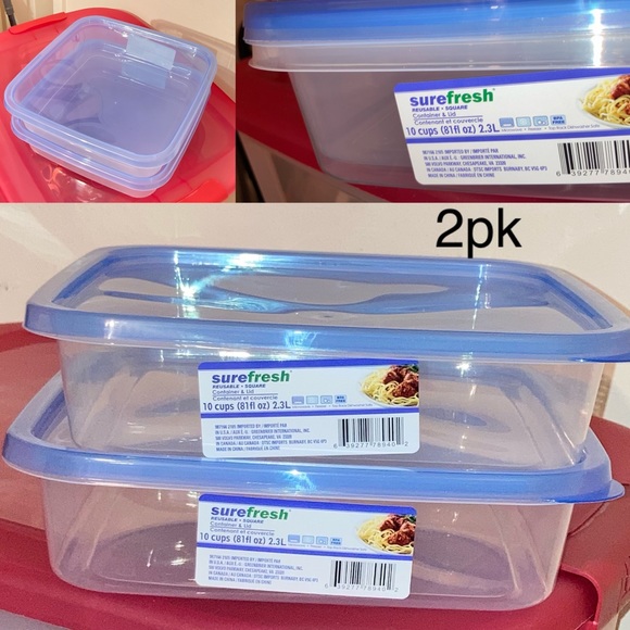 Sure fresh | Kitchen | 2pk Cup Sure Fresh Thin Square Stacking Freezer ...